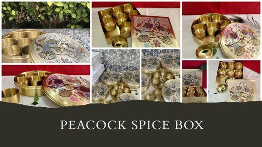 Peacock Design Brass Spice Box: Timeless Elegance for Gifting and Home Decor - Sama Homes