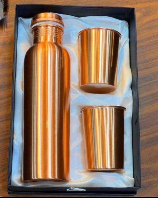 Premium Copper Bottle & Glass Gift Set – Holistic, Sustainable, and Festive - Sama Homes