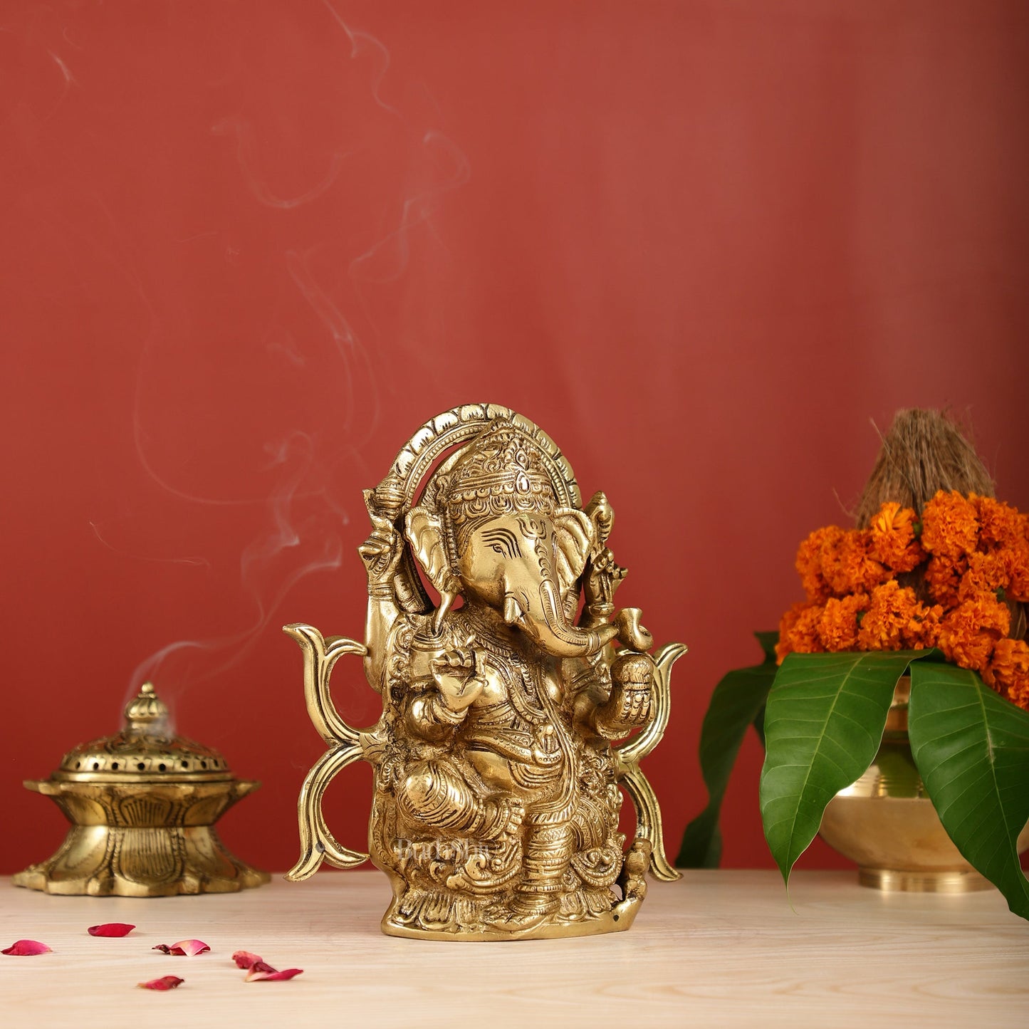 Sama Homes-11 5 inch brass ganesha idol exquisite hindu deity statue