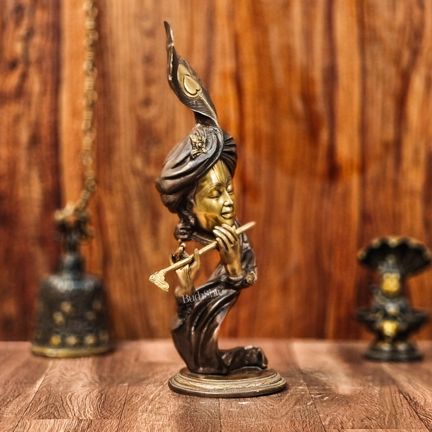 Sama Homes-beautiful krishna brass idol showpiece 20