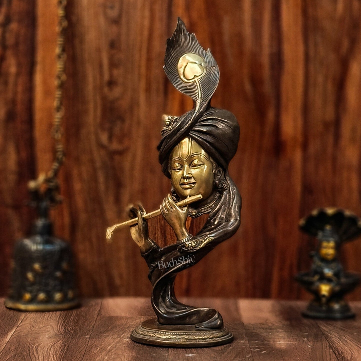 Sama Homes-beautiful krishna brass idol showpiece 20