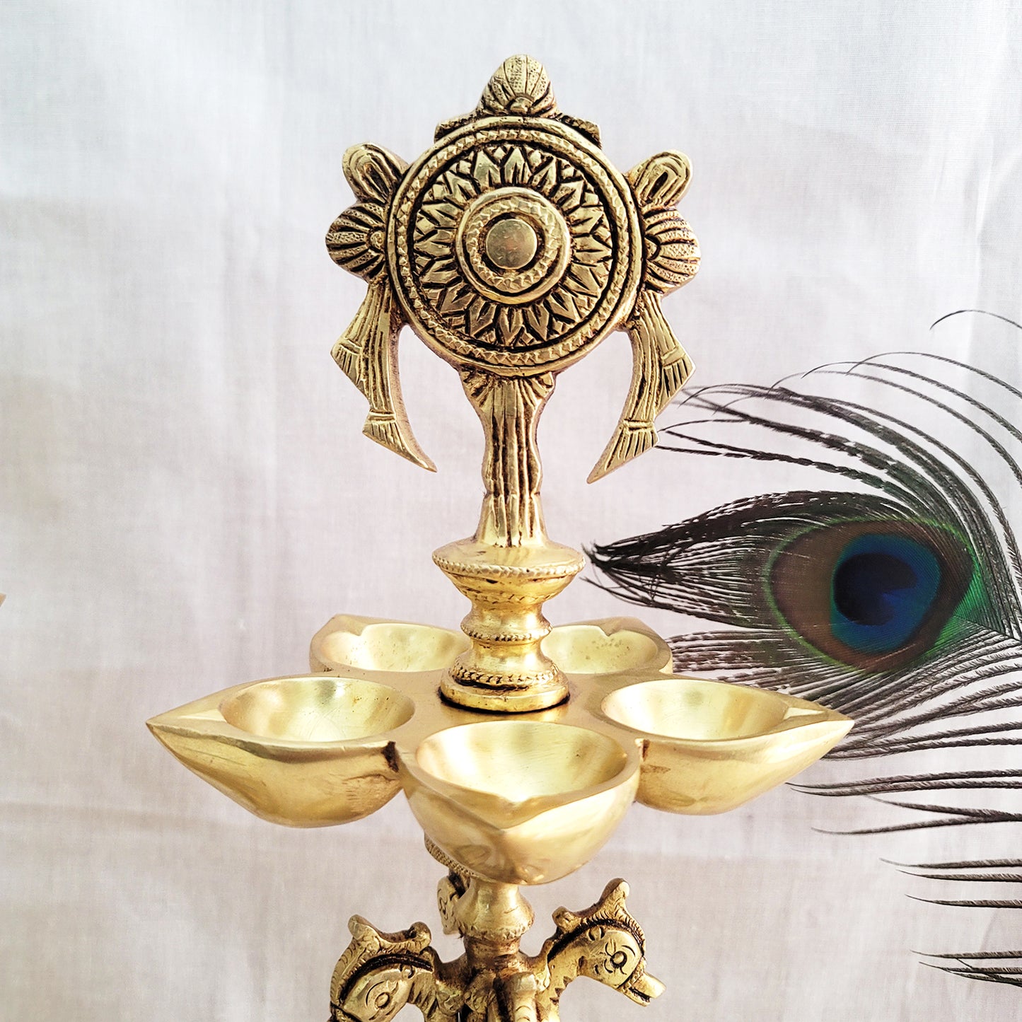 Chakra Brass Stand Diya Oil Lamp
