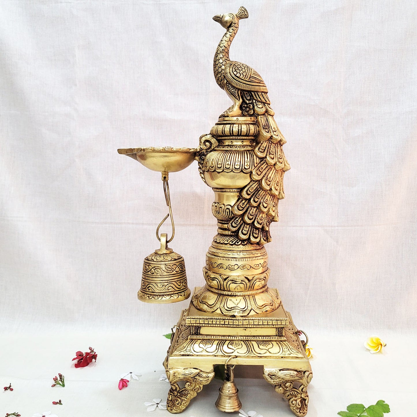 Brass 19 '' inch Peacock Diya