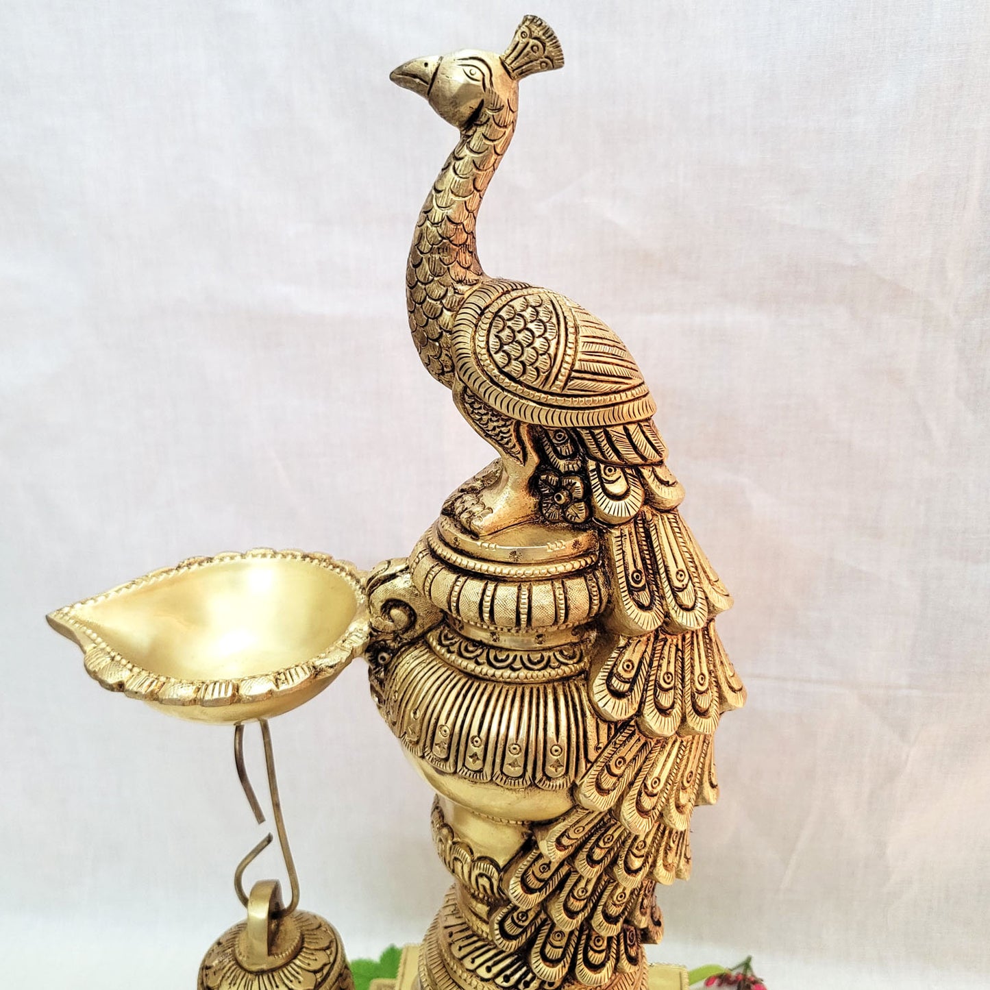 Brass Peacock Diya For Pooja