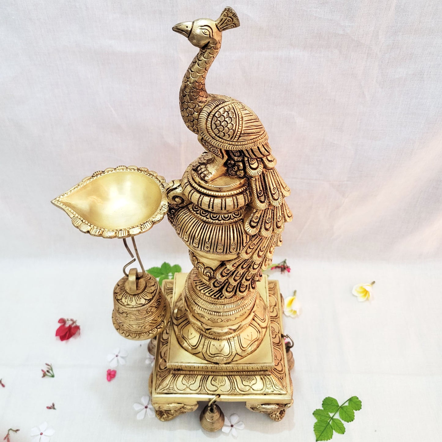 Brass Peacock Diya For Pooja