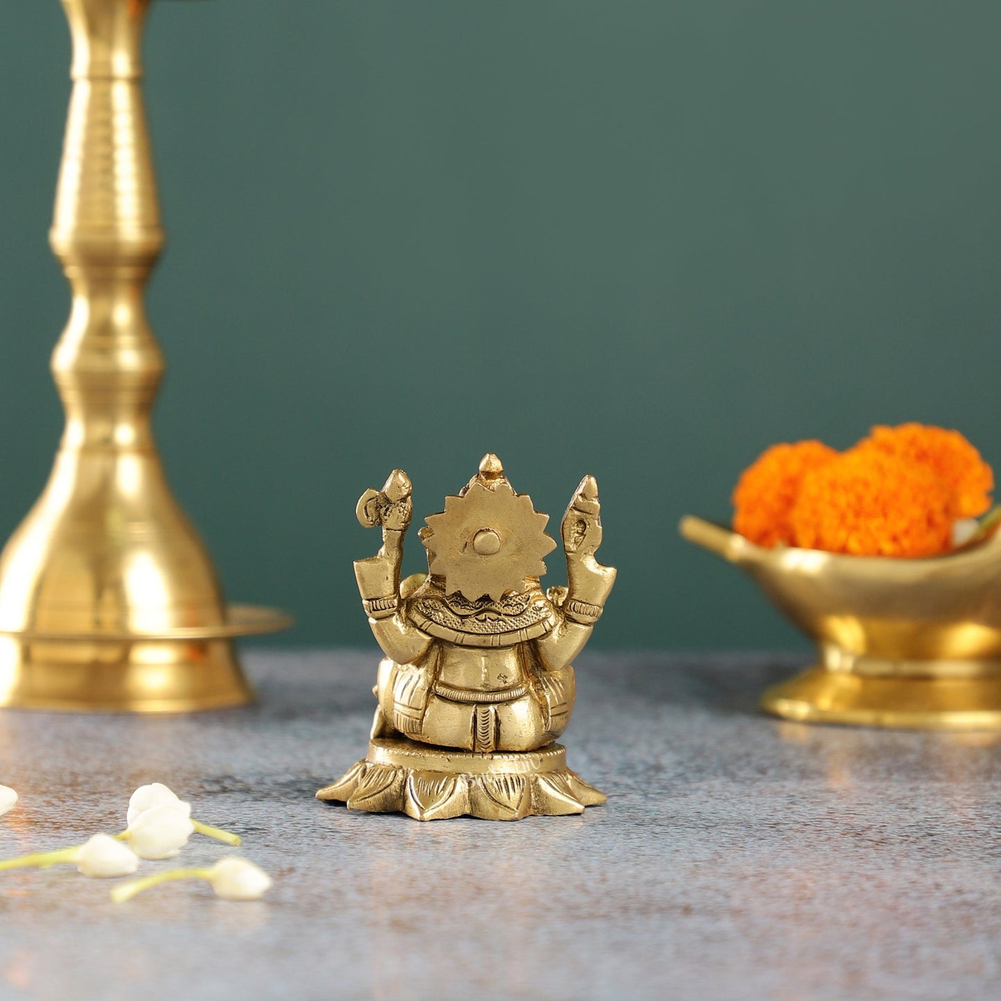 Sama Homes-3 inch brass small lord ganesha idol