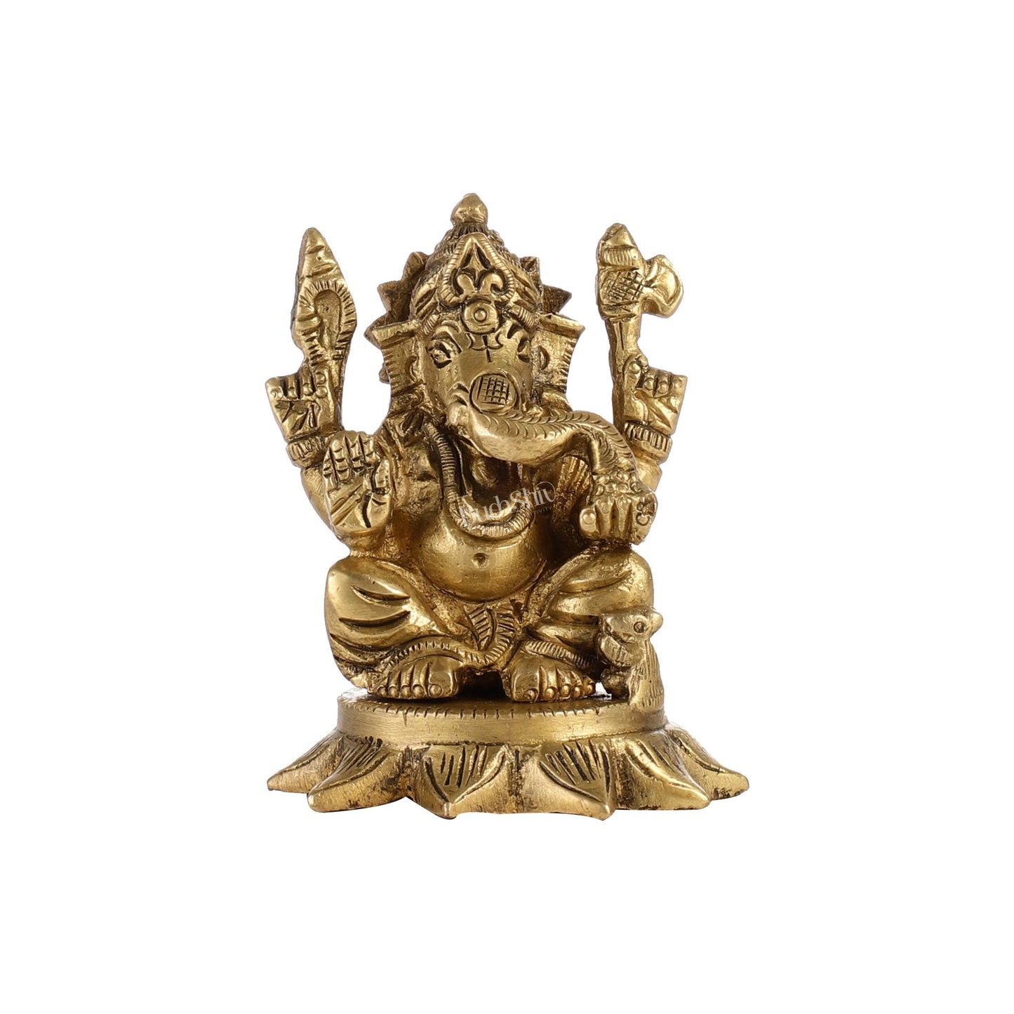 Sama Homes-3 inch brass small lord ganesha idol