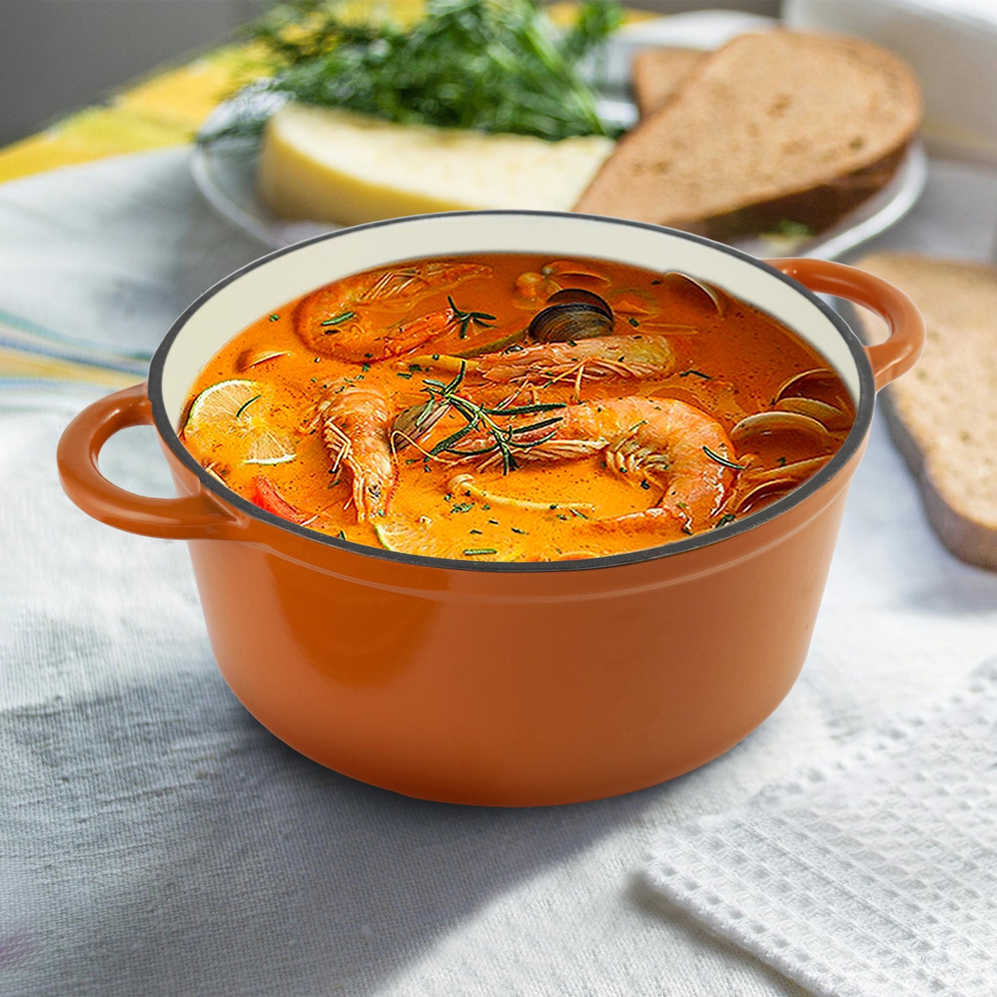 Enameled Cast Iron Dutch Oven – Large Capacity, Non-Stick, Oven Safe up to 500°F – Multi-Functional Cookware