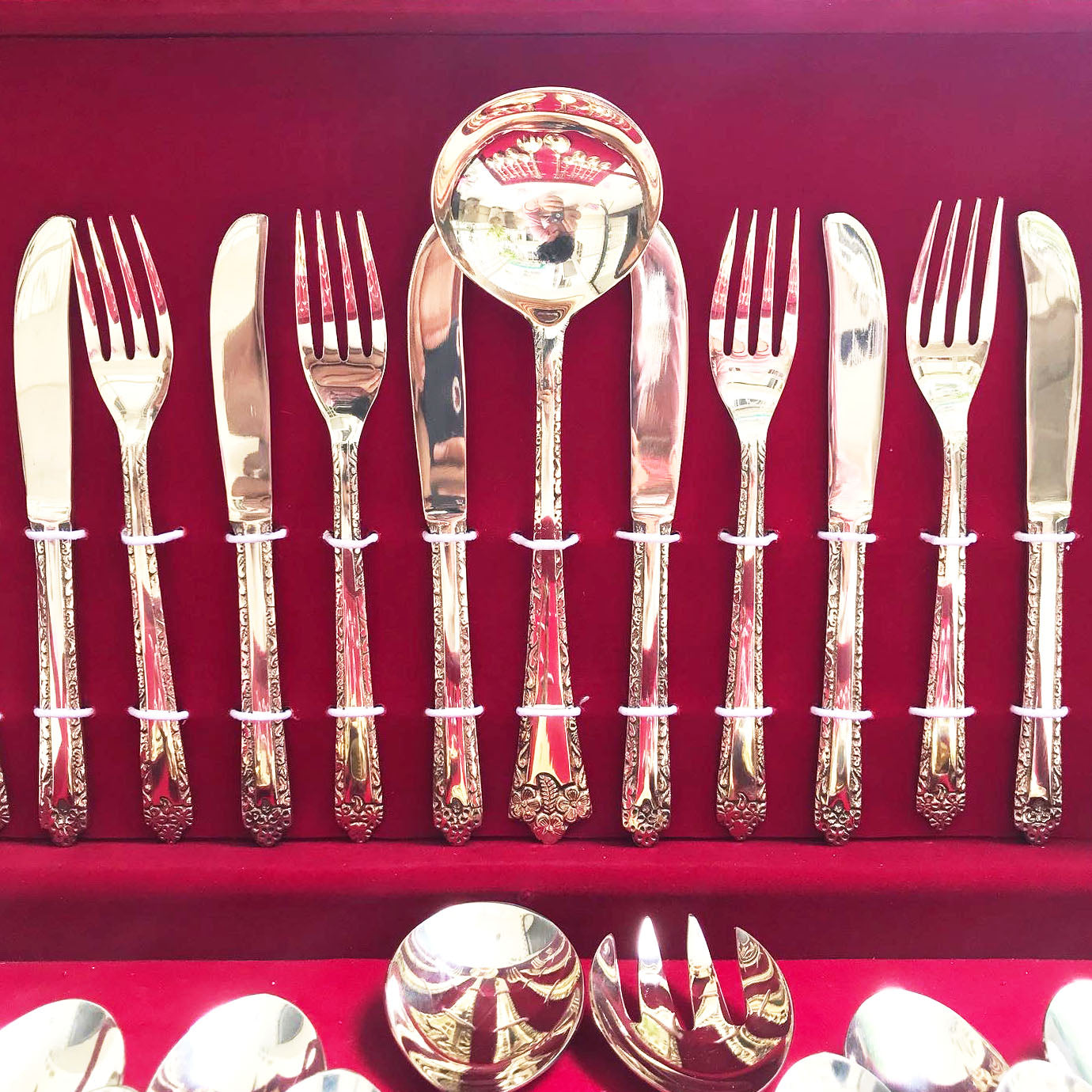 27-Piece Handcrafted Brass Cutlery Set | Premium Traditional Brass Flatware for Elegant Dining | Sustainable & Antique Finish Utensils - Sama Homes