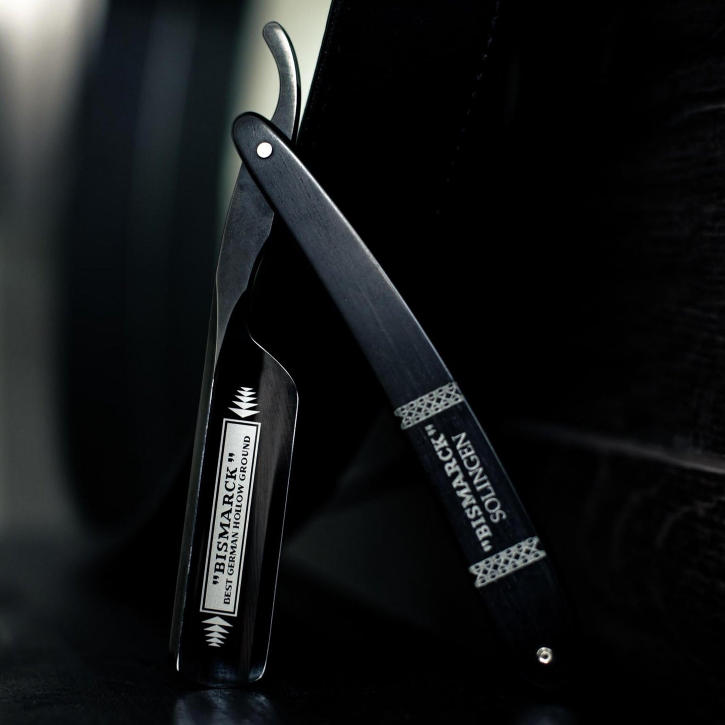 Dovo Straight Razor, "Bismarck" 6/8", Carbon Steel, Full Hollow Grind, Black Pakkawood Handle