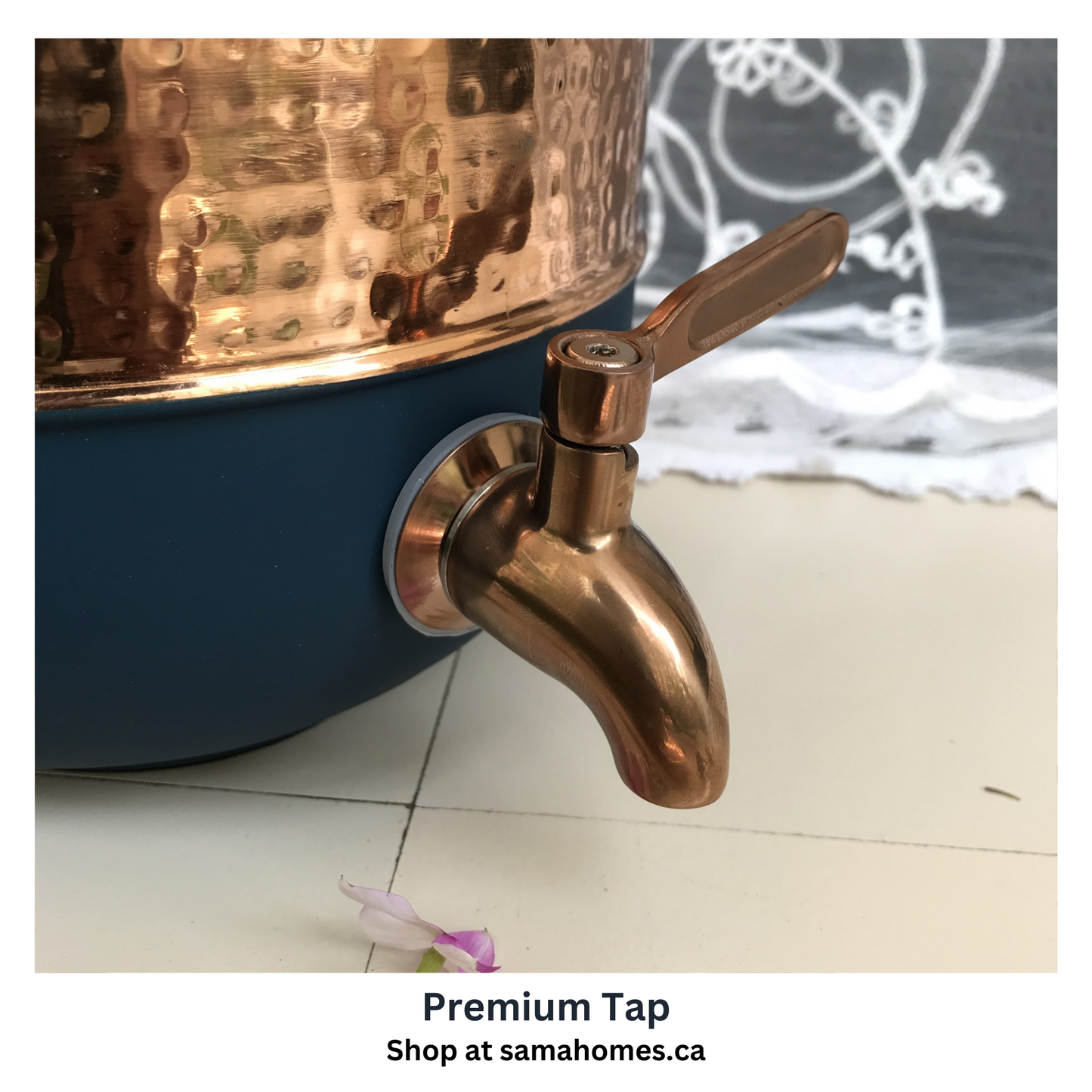 Pure Copper Water Dispenser with Silk Finish and Half Hammered Design 5 & 8 Liter | Colours Available - Red, Blue, Green, Yellow, Black, Gray - Sama Homes