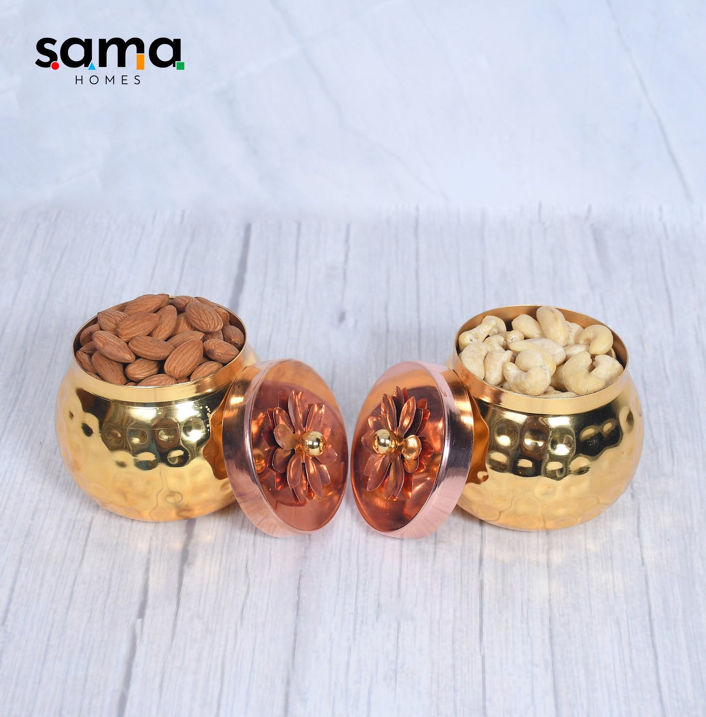 Copper Dry-Fruit Pot Gifting Box Set of 4 and 2 - Sama Homes
