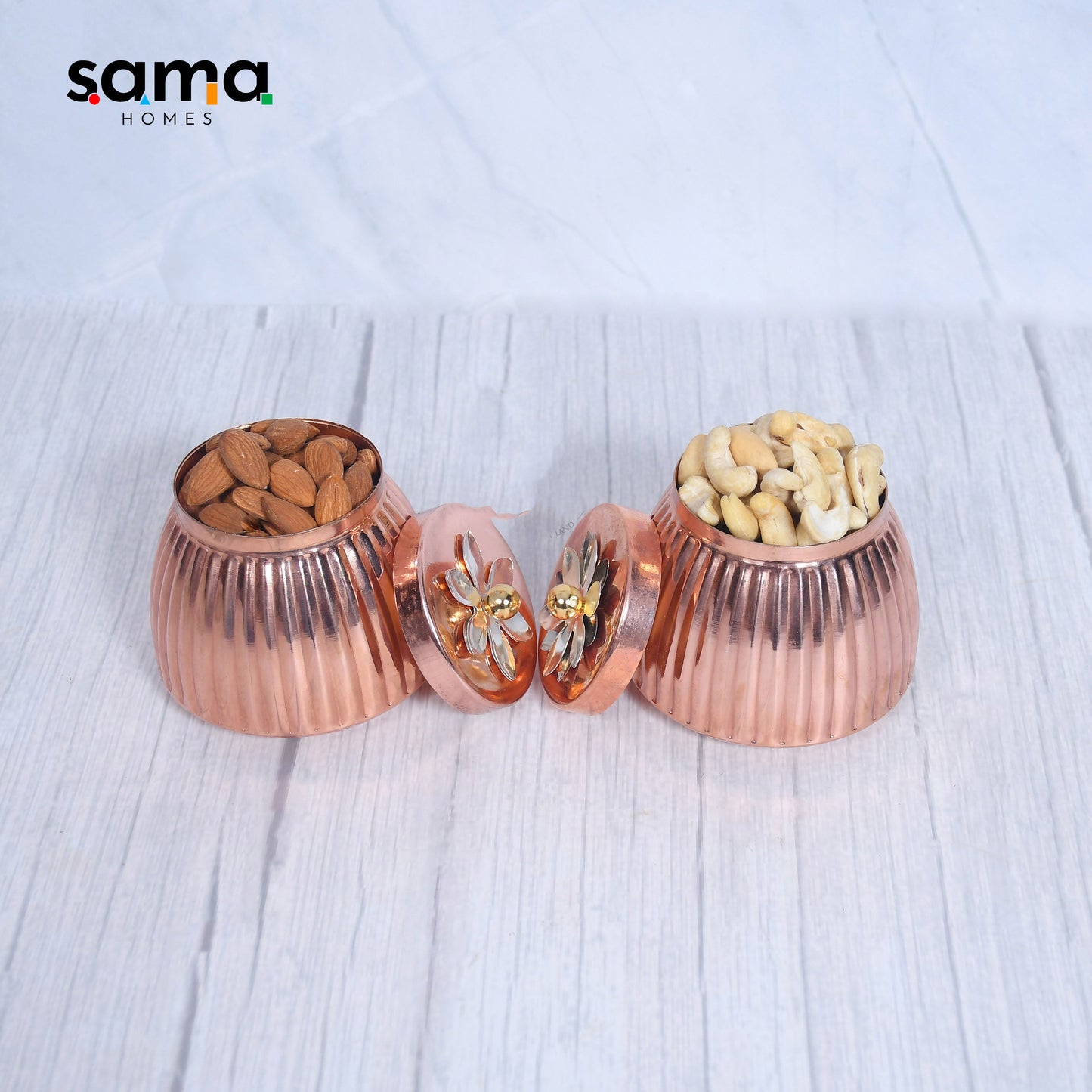 Copper Dry-Fruit Pot Gifting Box Set of 4 and 2 - Sama Homes