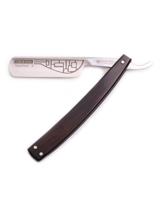 Dovo Straight Razor, "Carre" 6/8", Carbon Steel, Full Hollow Grind, African Blackwood with Mother of Pearl Inlay