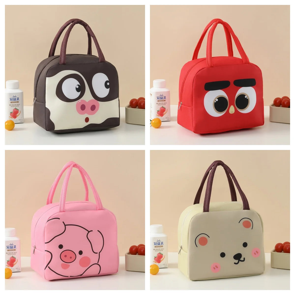 Cute Cartoon Waterproof Large Capacity Lunch Bag Lunch Box Storage Bag Unisex
