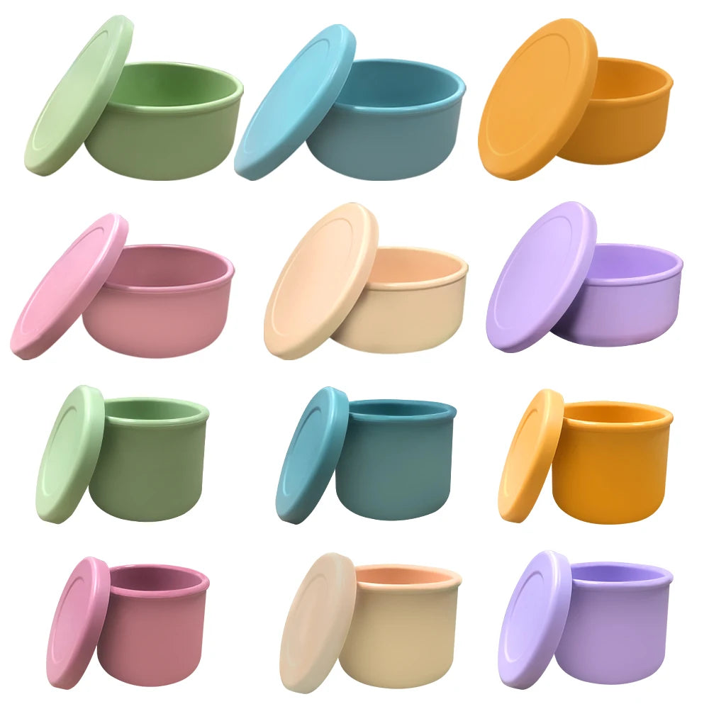 Wholesale Ready Stock Eco-Friendly Silicone Crisper Bowl Cover Microwave Oven Heating Office Lunch Box Tableware Set Bowl Cup
