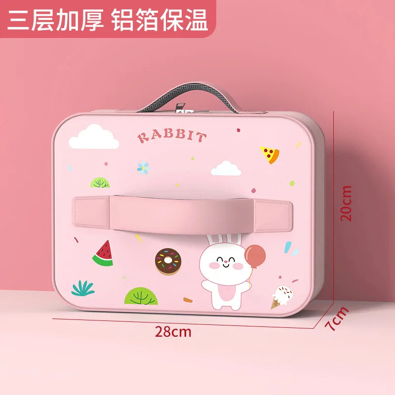 316 Stainless Steel Insulated Bento Lunch Box for Kids Cartoon Food Grade Portable Thermal Compartments Cute Children's Lunch