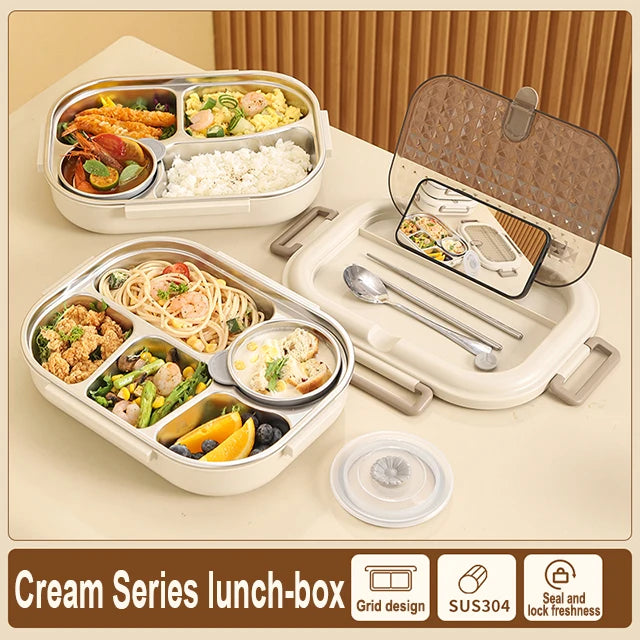 Premium 304 Stainless Steel Lunch Box – 4 Compartments, Leak-Proof, Eco-Friendly, Reusable Food Storage for Adults & Kids