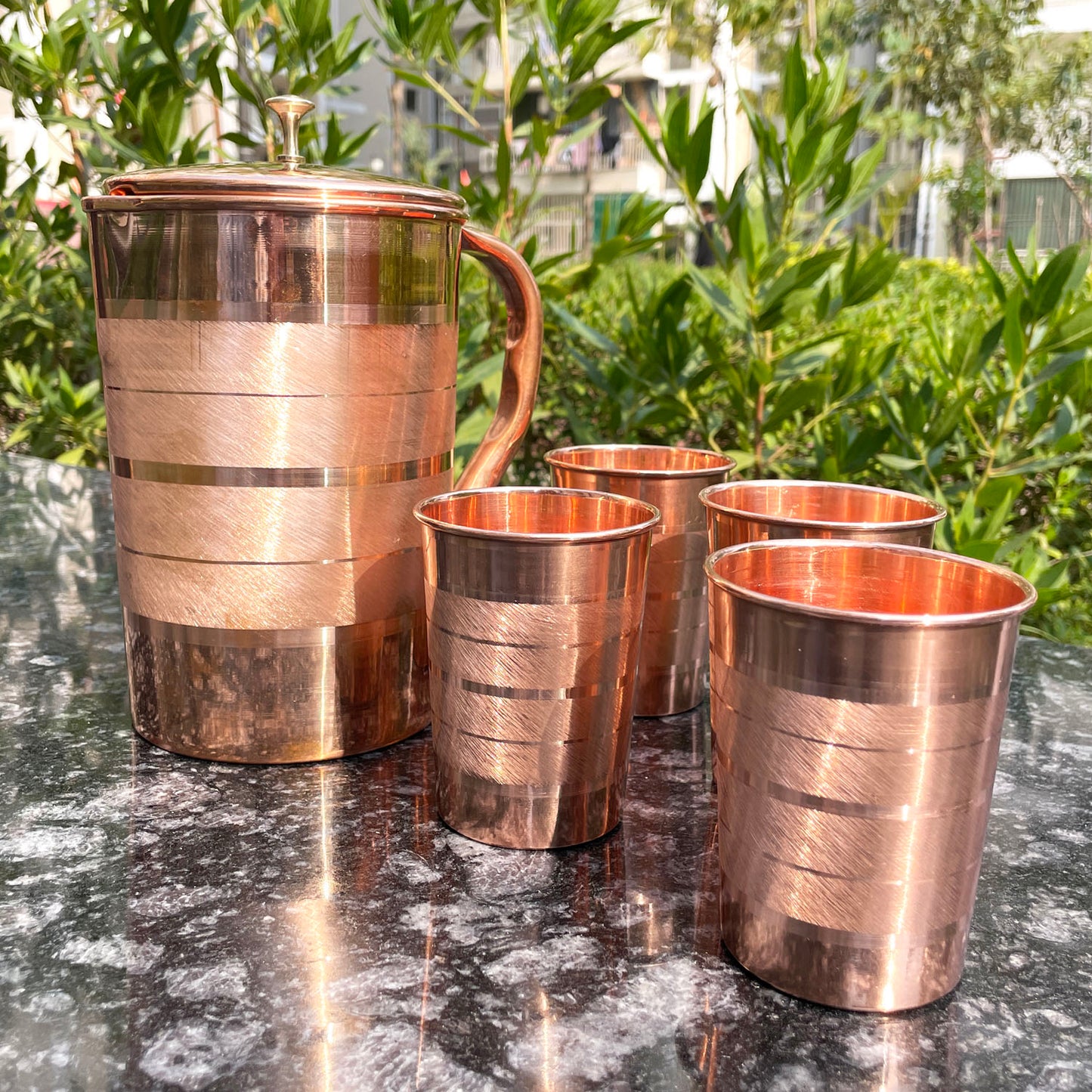 Copper Jug 4 glasses set