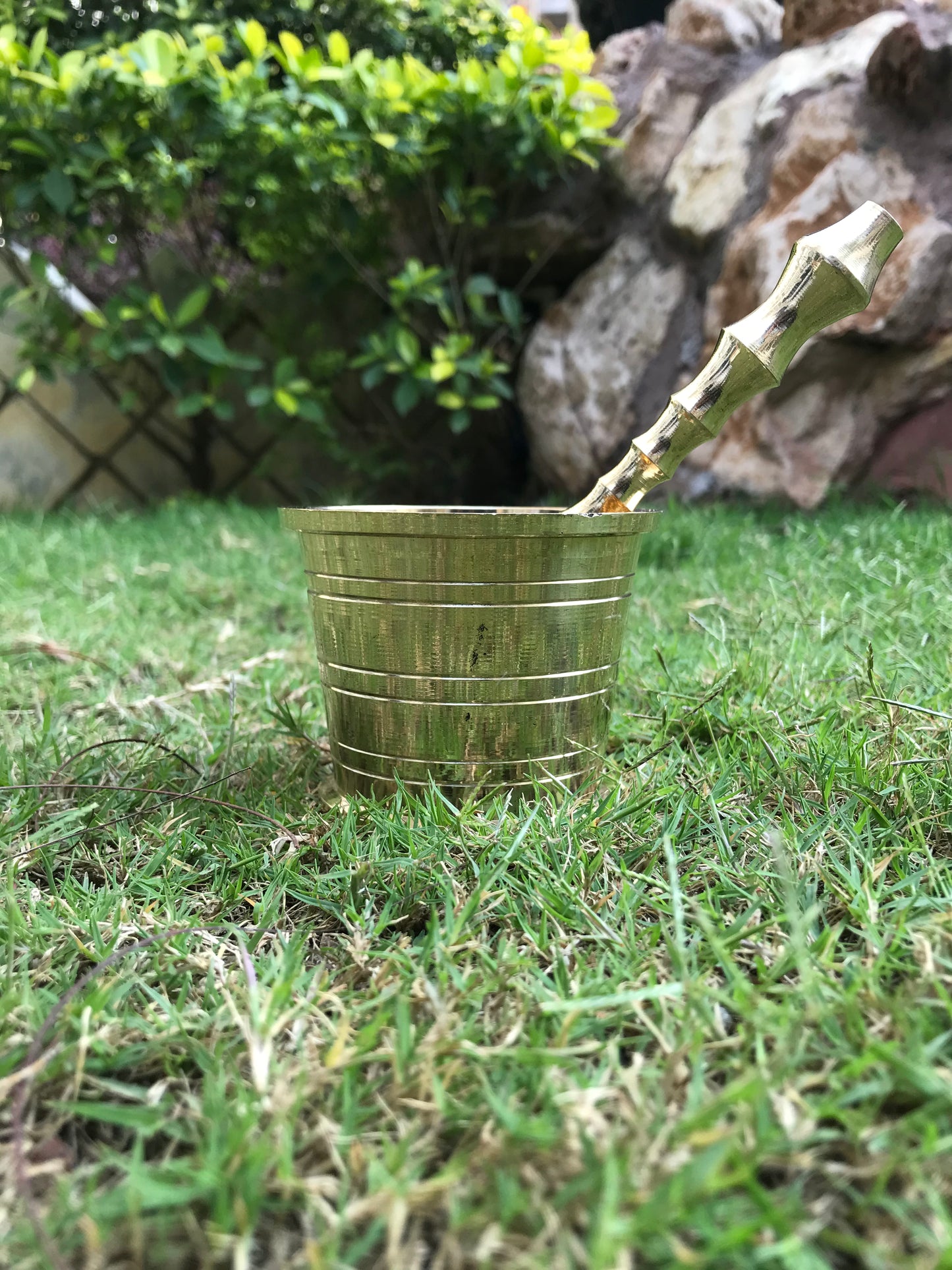 Handcrafted Brass Imam Dasta (Khalbatta) – Traditional Spice Grinder | Ayurvedic, Antique Finish Mortar & Pestle for Kitchen Use - Sama Homes