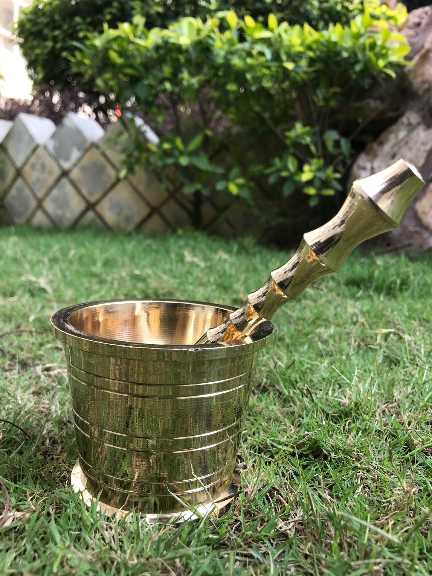 Handcrafted Brass Imam Dasta (Khalbatta) – Traditional Spice Grinder | Ayurvedic, Antique Finish Mortar & Pestle for Kitchen Use - Sama Homes