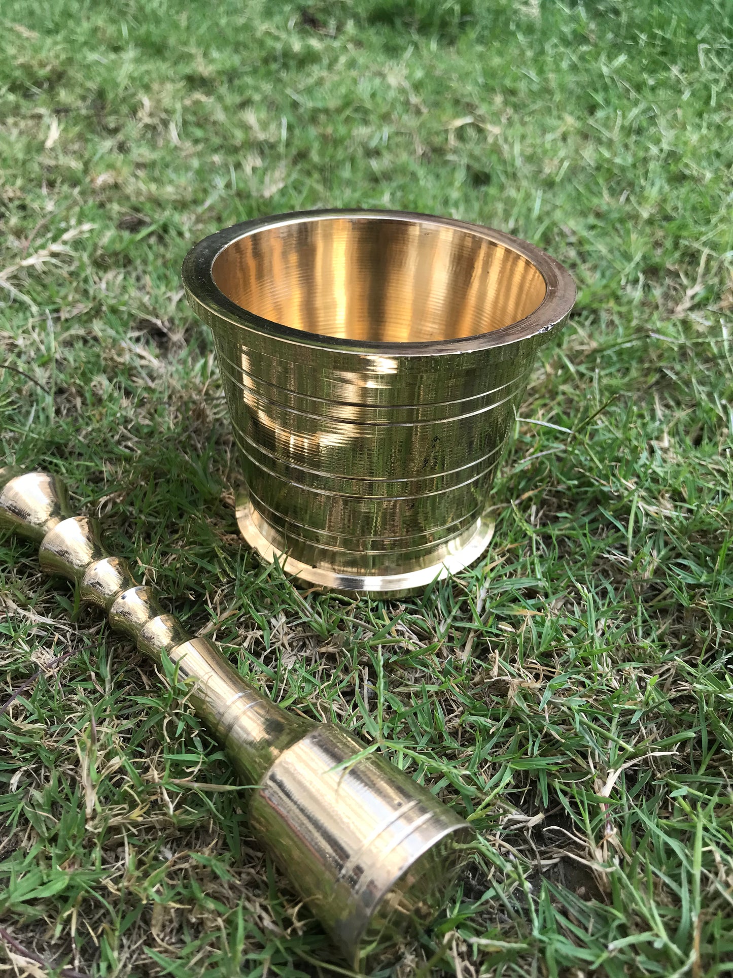 Handcrafted Brass Imam Dasta (Khalbatta) – Traditional Spice Grinder | Ayurvedic, Antique Finish Mortar & Pestle for Kitchen Use - Sama Homes