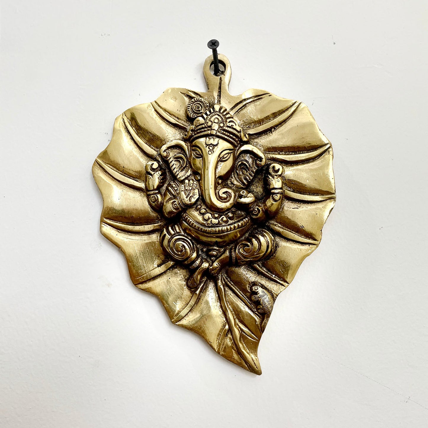 Brass Ganesha Wall Hanging on Antique Peepal Leaf|Ganpati Idol for Home Decor & Diwali| Ganesh Hanging Decor For Good Luck