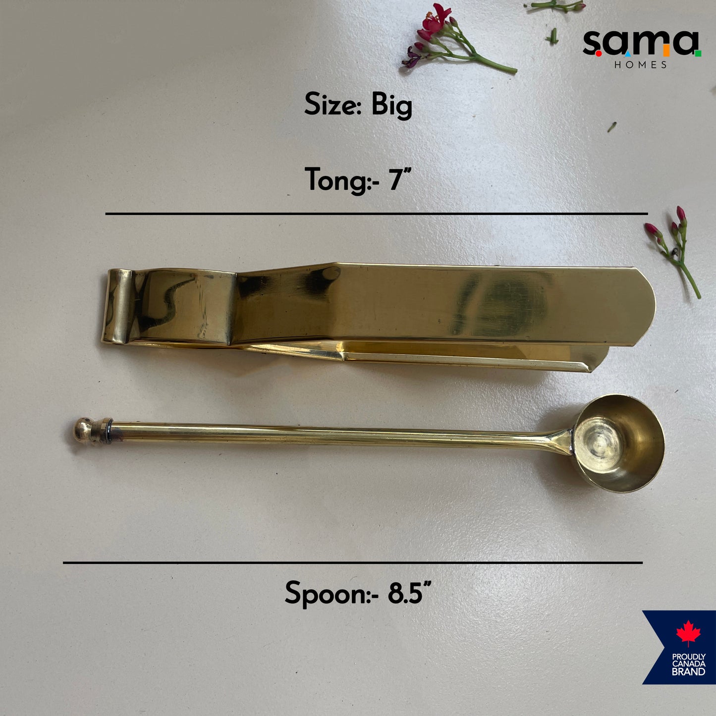 Brass Hawan Kund Spoon and Tong (Chimta)