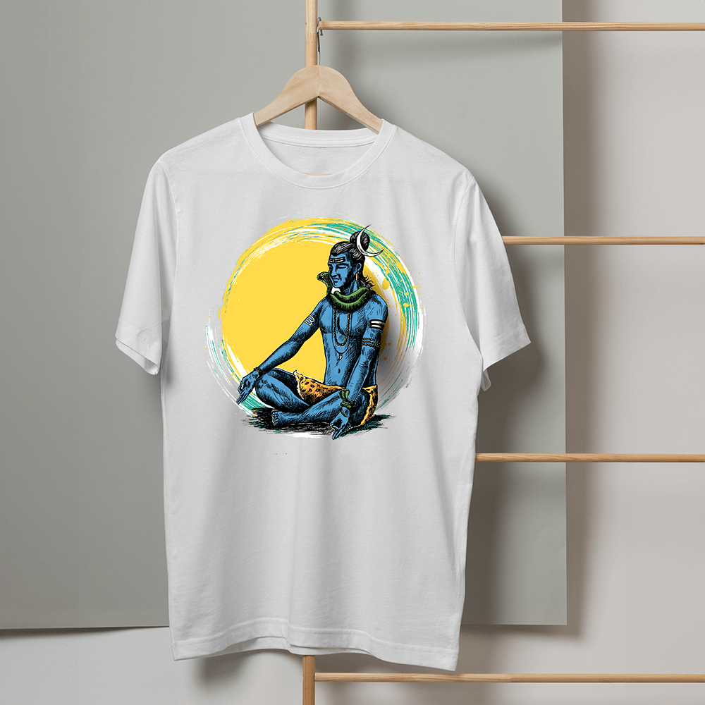 Lord Shiva Meditation Printed 100% cotton Oversized T-shirt - Sama Homes