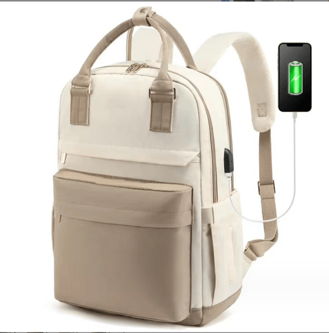 Fashnable laptop backpack with external charnign port in bag - Sama Homes