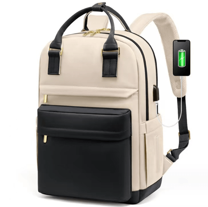 Fashnable laptop backpack with external charnign port in bag - Sama Homes