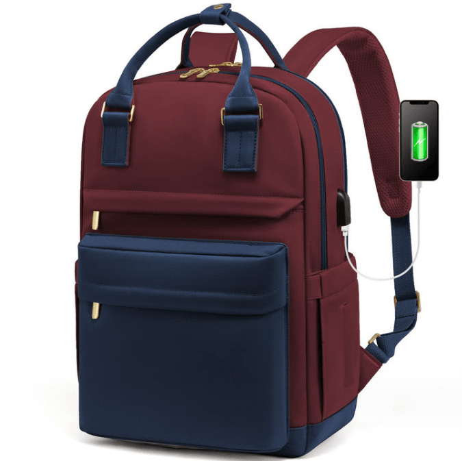 Fashnable laptop backpack with external charnign port in bag - Sama Homes