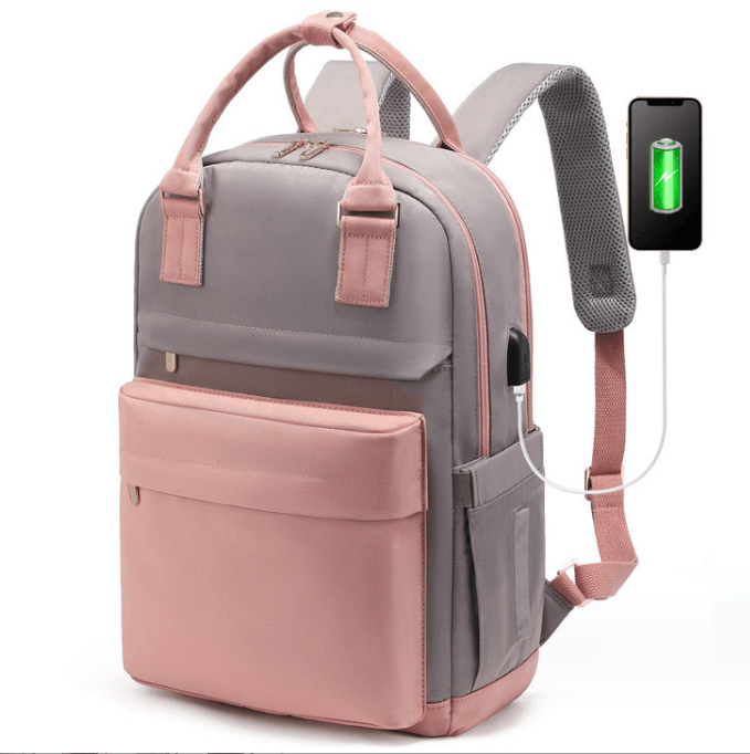 Fashnable laptop backpack with external charnign port in bag - Sama Homes