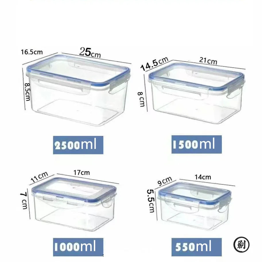 Sealed rectangular refrigerator storage box with lid Plastic crisper microwave-heated lunch box with lid