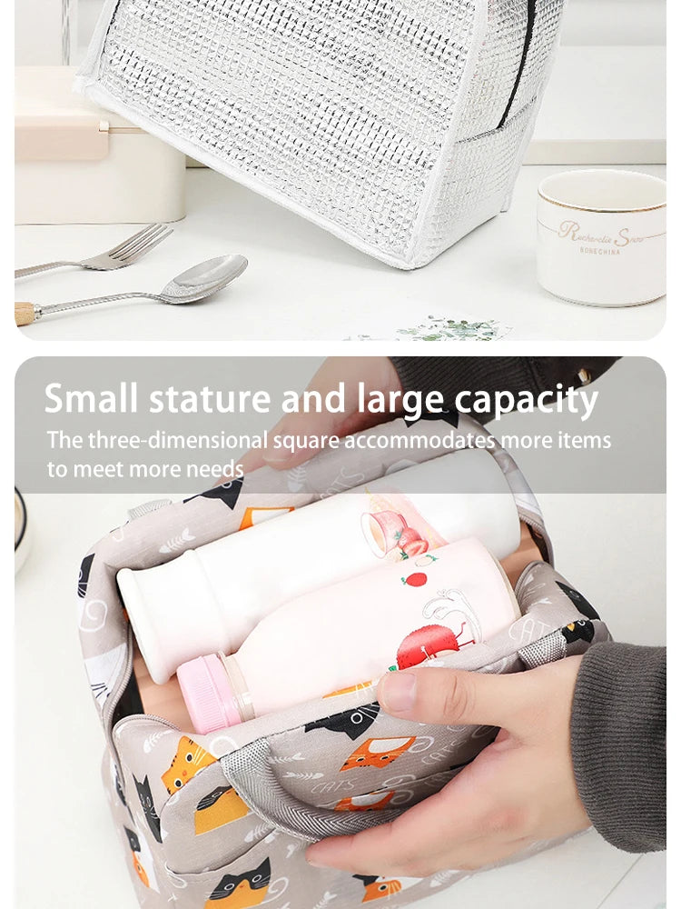 Cartoon Cute Portable Tote Lunch Box Bento Box Animal Pattern Lunch Bag Insulated Food Bag Lunch Box Bag Picnic Bag