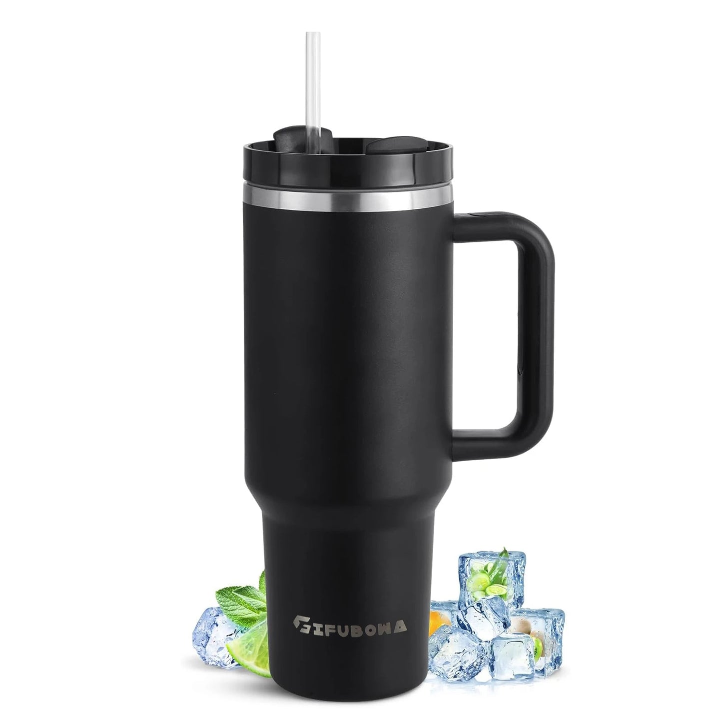 40oz Stainless Steel Insulated Water Bottle with Straw & Handle – Vacuum Flask Travel Coffee Tumbler, Hot & Cold Thermal Mug (1200ml)