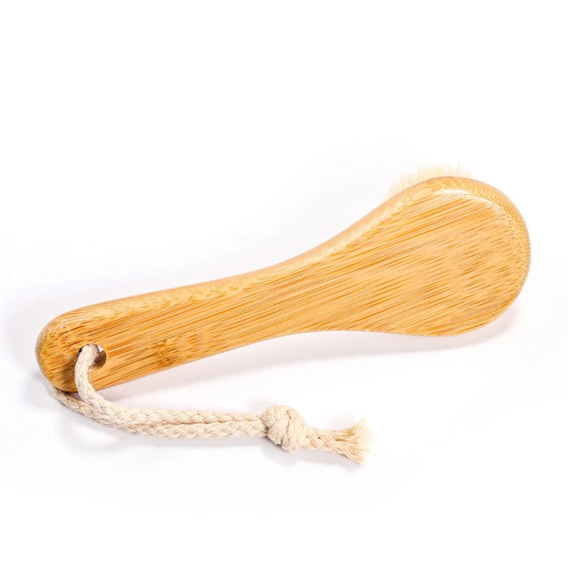 Premium Bamboo Facial Cleansing Brush – Soft Natural Horsehair for Deep Skin Cleaning & Massage