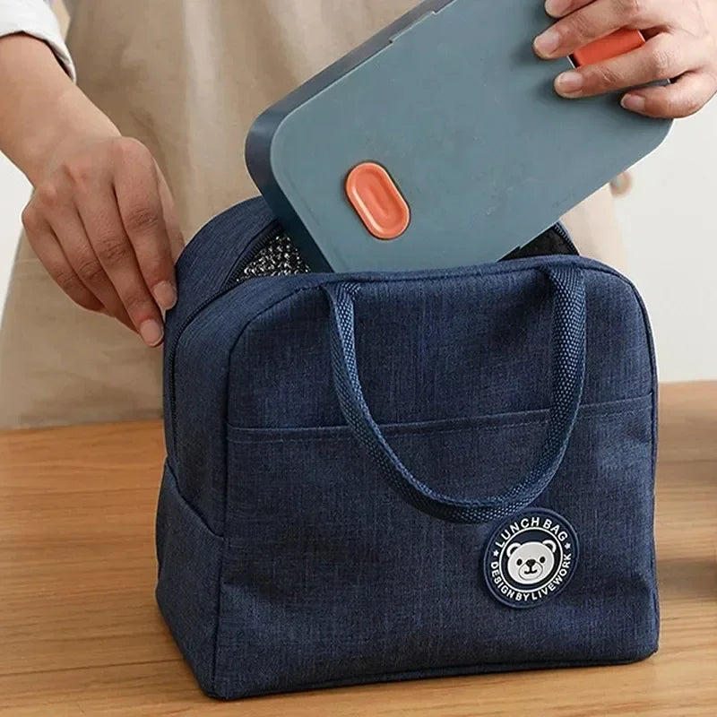 Insulated Lunch Bag Oxford Cloth Lunch Bag Insulated Lunch Box Bag with Leakproof Aluminium Foil Lining Mouth Zipper for Commute