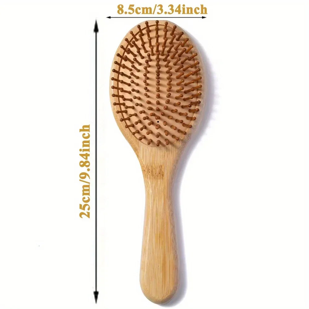 Natural Bamboo Hair Brush – Detangling & Scalp Massage Brush for All Hair Types, Anti-Bacterial, Promotes Healthy Hair Growth