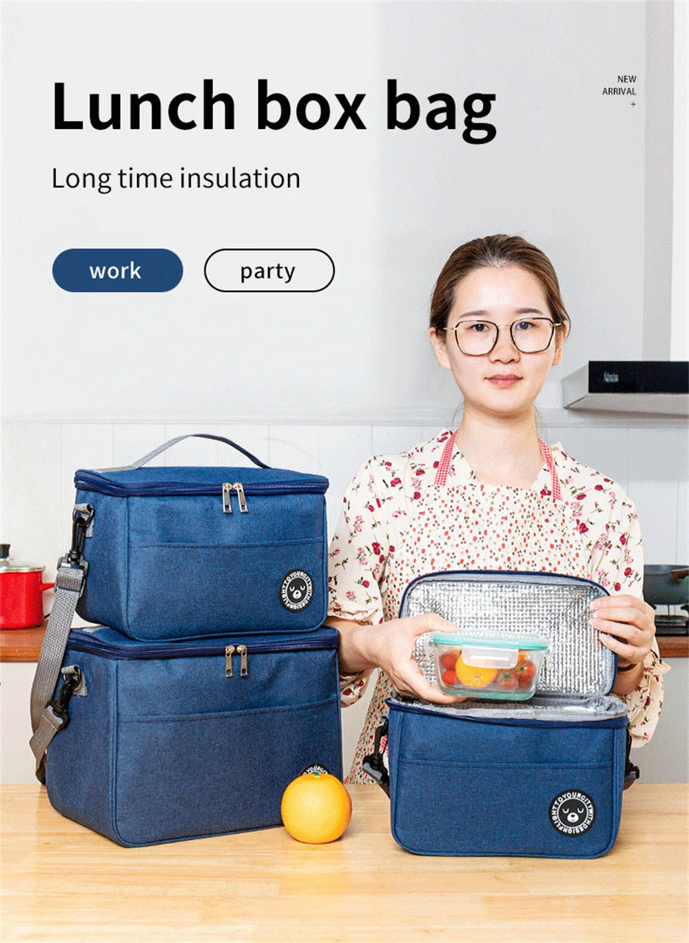 Portable Lunch Bag Food Thermal Box Waterproof Office Cooler Lunchbox With Shoulder Strap Insulated Case