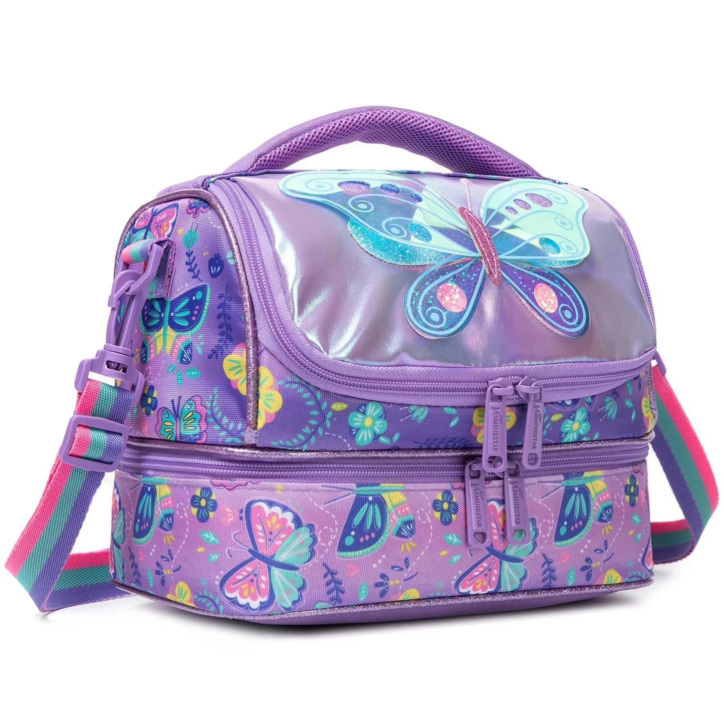 Kids Lunch Bag with Comparments for Girls Toddler School Teen Lunch Box Tote Bag Double Decker Cooler Insulated Lunch Bag