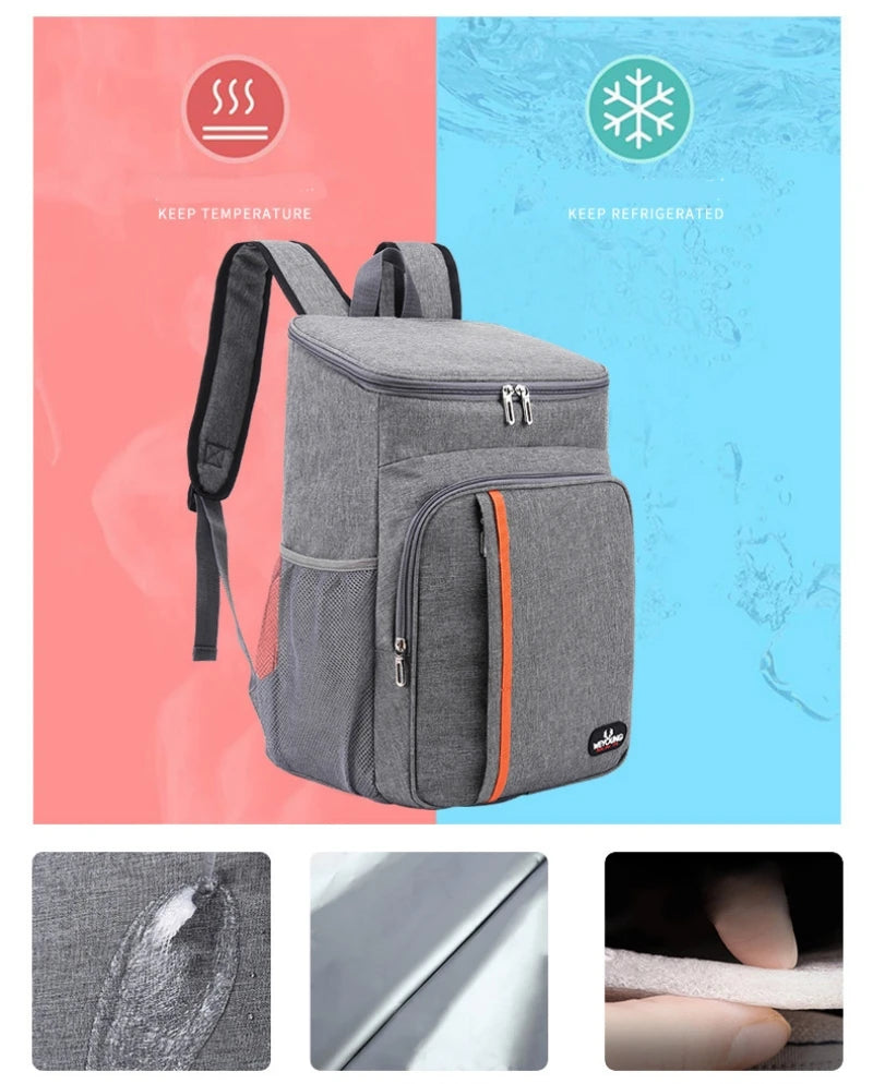 18L Portable Thermal Lunch Bag Food Box Durable Waterproof Cooler Ice Insulated Case Camping Oxford Dinner Backpacks Icebox