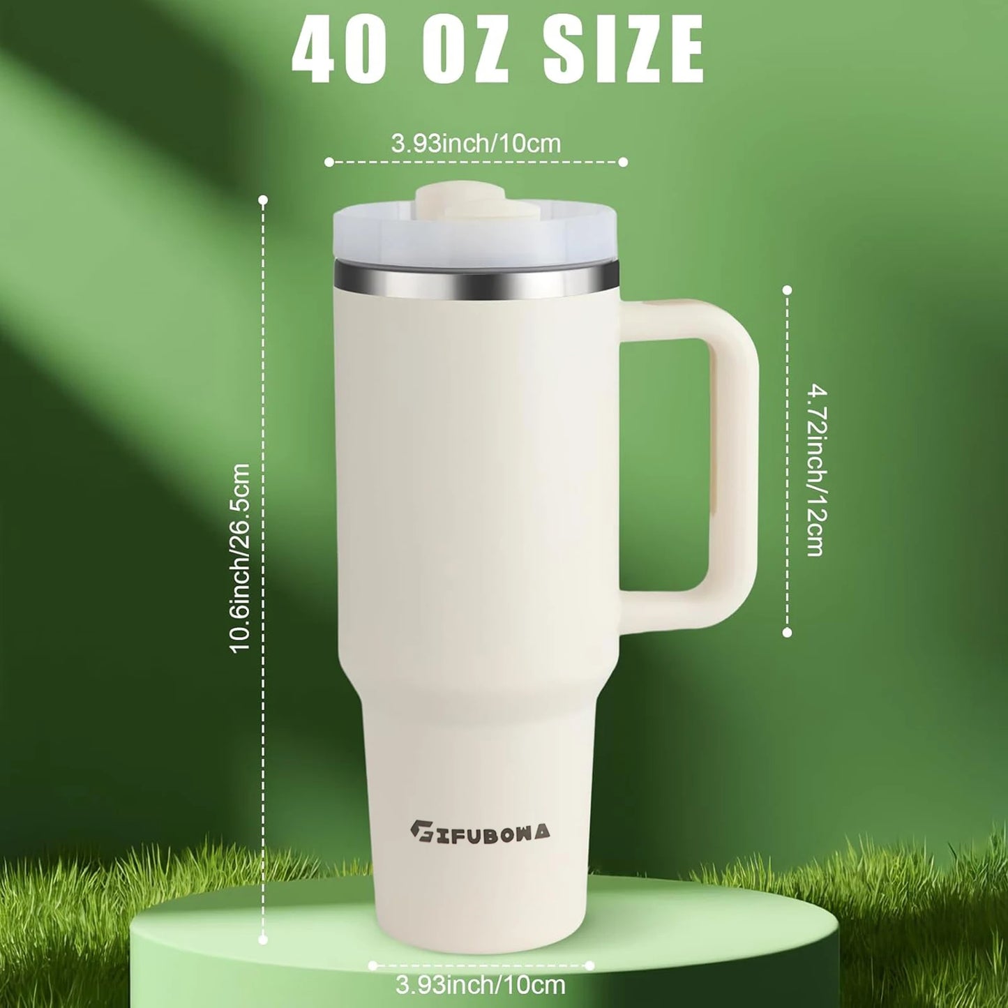40oz Stainless Steel Insulated Water Bottle with Straw & Handle – Vacuum Flask Travel Coffee Tumbler, Hot & Cold Thermal Mug (1200ml)