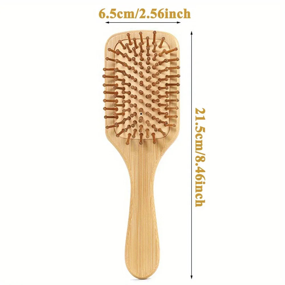 Natural Bamboo Hair Brush – Detangling & Scalp Massage Brush for All Hair Types, Anti-Bacterial, Promotes Healthy Hair Growth
