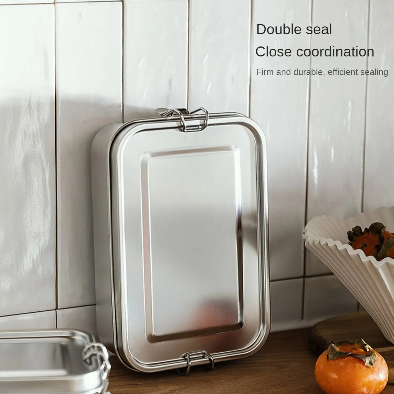 Stainless Steel Square Lunch Box Sealed Insulation Bento Box Lunch Box Canteen Large Capacity Compartment Lunch Box