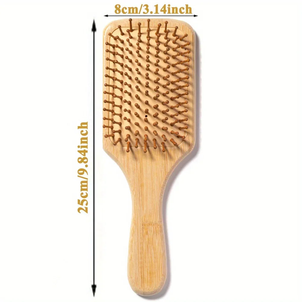 Natural Bamboo Hair Brush – Detangling & Scalp Massage Brush for All Hair Types, Anti-Bacterial, Promotes Healthy Hair Growth