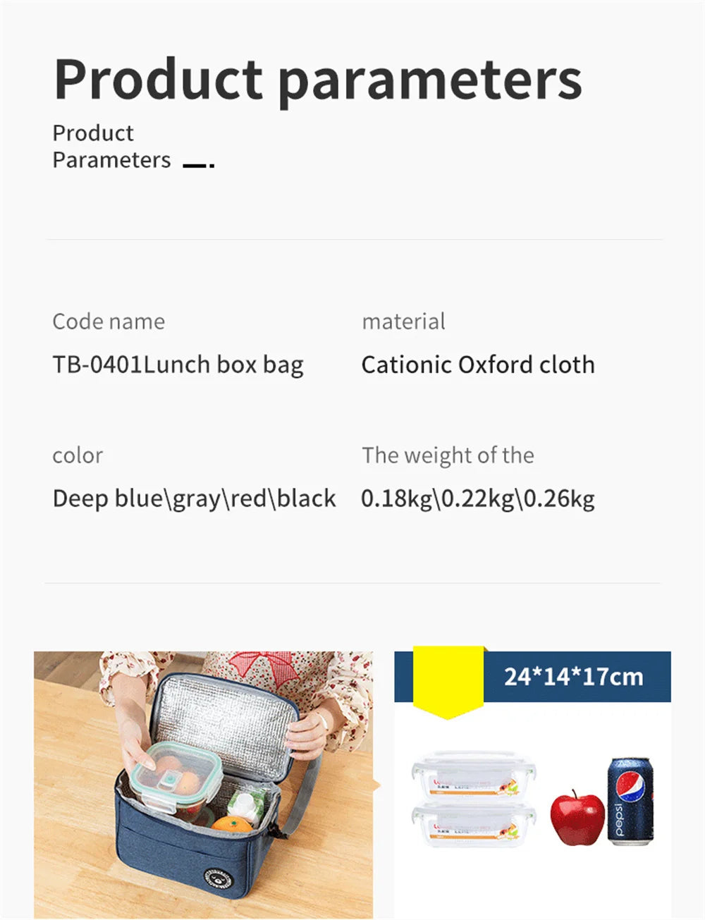Portable Lunch Bag Food Thermal Box Waterproof Office Cooler Lunchbox With Shoulder Strap Insulated Case