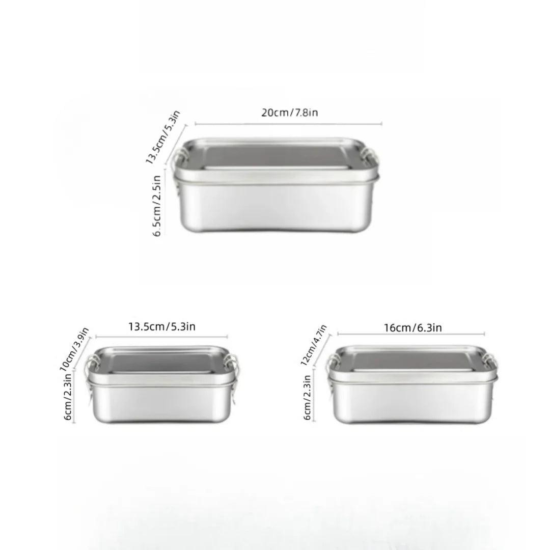 Stainless Steel Square Lunch Box Sealed Insulation Bento Box Lunch Box Canteen Large Capacity Compartment Lunch Box