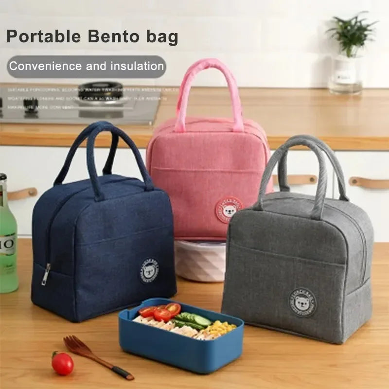 Insulated Lunch Bag Oxford Cloth Lunch Bag Insulated Lunch Box Bag with Leakproof Aluminium Foil Lining Mouth Zipper for Commute