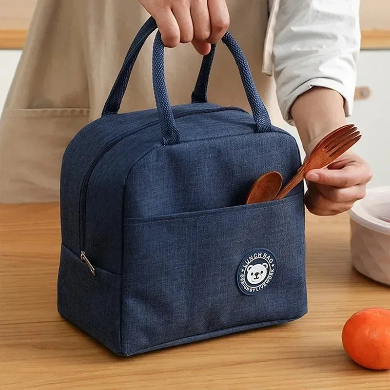 Insulated Lunch Bag Oxford Cloth Lunch Bag Insulated Lunch Box Bag with Leakproof Aluminium Foil Lining Mouth Zipper for Commute